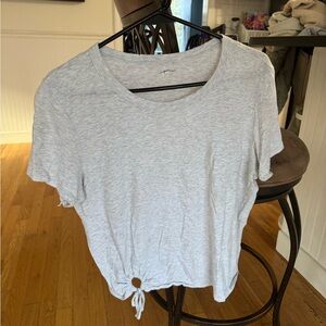 Aerie Light Gray Tie-Front Tee